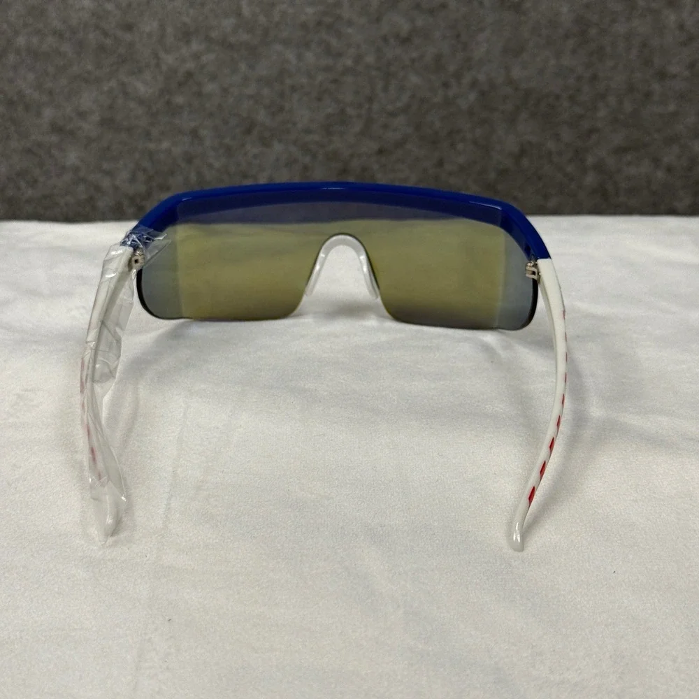 Tipsy Elves Patriotic USA Stars and Stripes Shield Sunglasses Blue Mirror Lens
